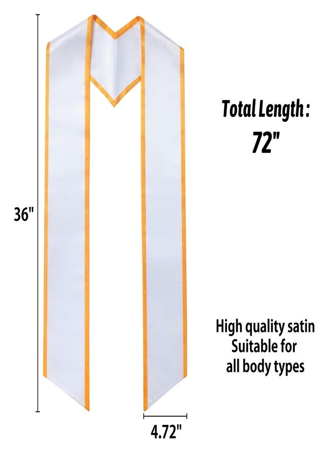 GHGMAO Plain Graduation Stole for Unisex Adult Angled End With Trim Graduation Sash Honor Stoles, 72" Long, 7 Colors (White and Gold) - Image 3